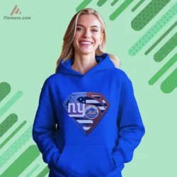Royal blue hoodie with crossover shield graphic