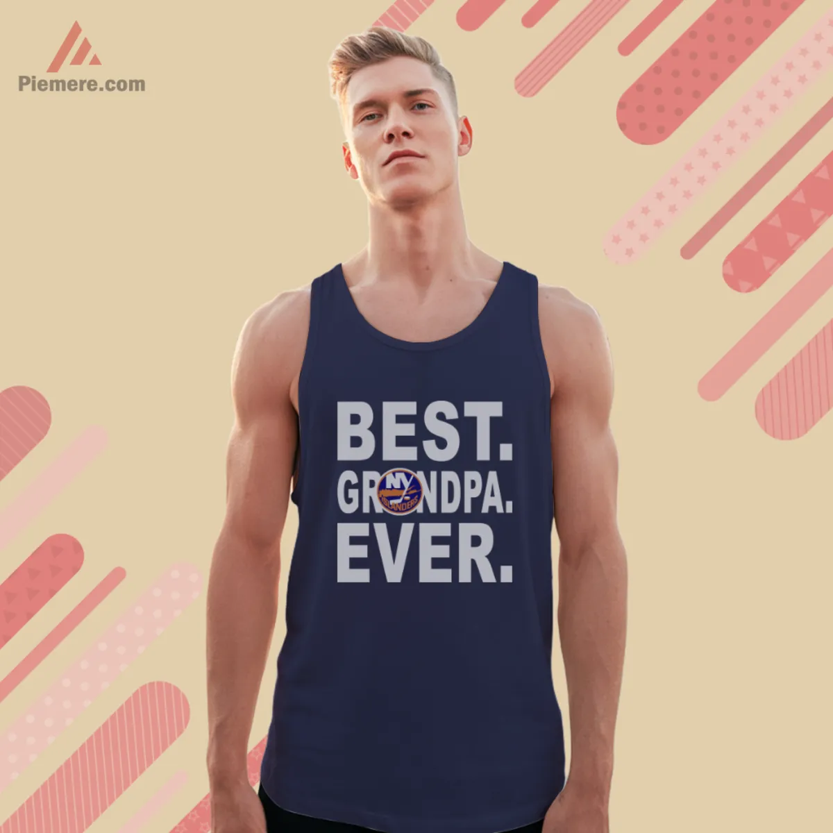 Navy tank top for an Islanders loving grandpa