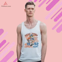 White tank top with retro stadium vibe