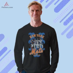 Black long sleeve tee with vintage band tribute graphic