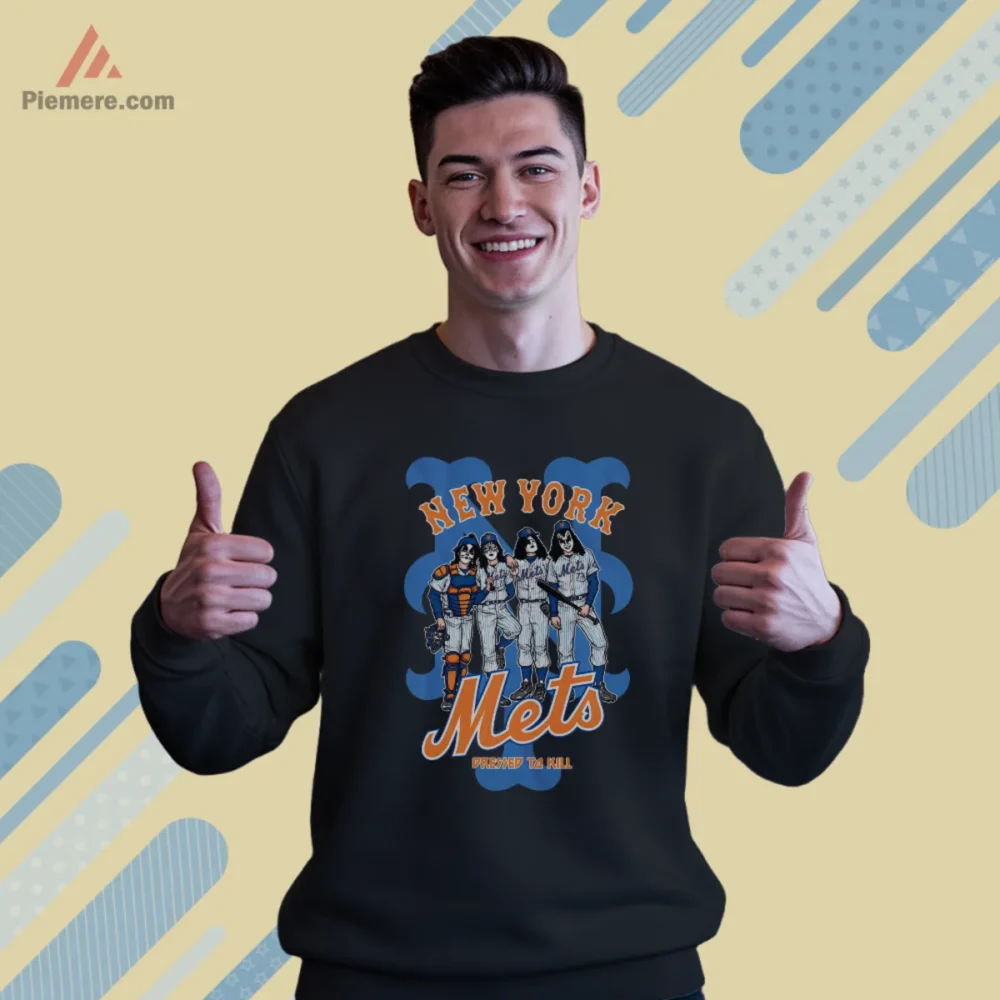 New York Mets Kiss Shirt sweatshirt black with Dressed To Kill tribute art