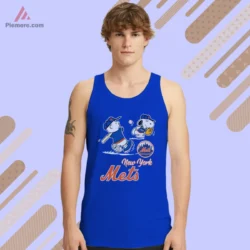 Royal blue tank top with Peanuts duo and New York script