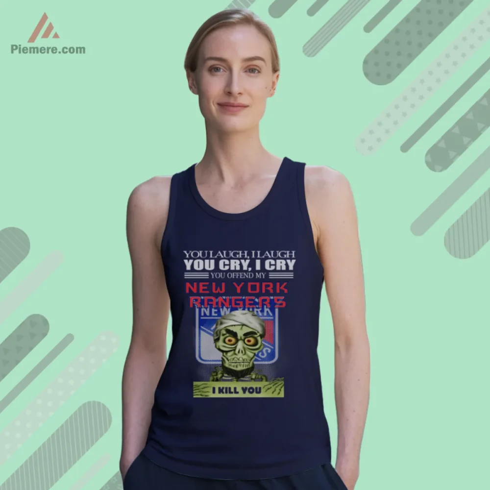 New York Rangers Jeff Dunham Shirt with bold quote and team crest on navy