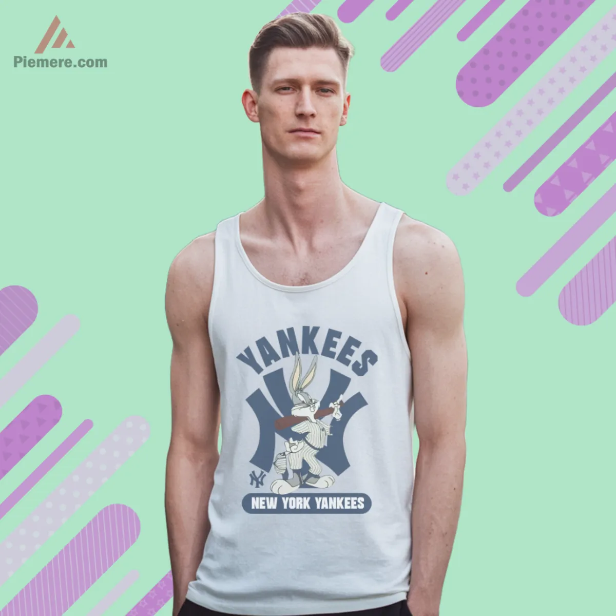 Tank top showing Bugs Bunny in Yankees gear