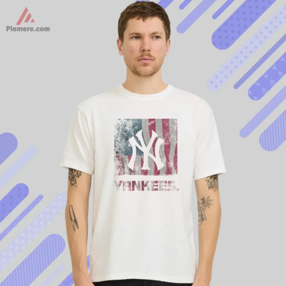 New York Yankees Flag Shirt with distressed American flag and NY crest