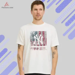 New York Yankees Flag Shirt with distressed American flag and NY crest