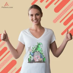 New York Yankees Lucky Gnome Shirt with green hat peace sign and clovers