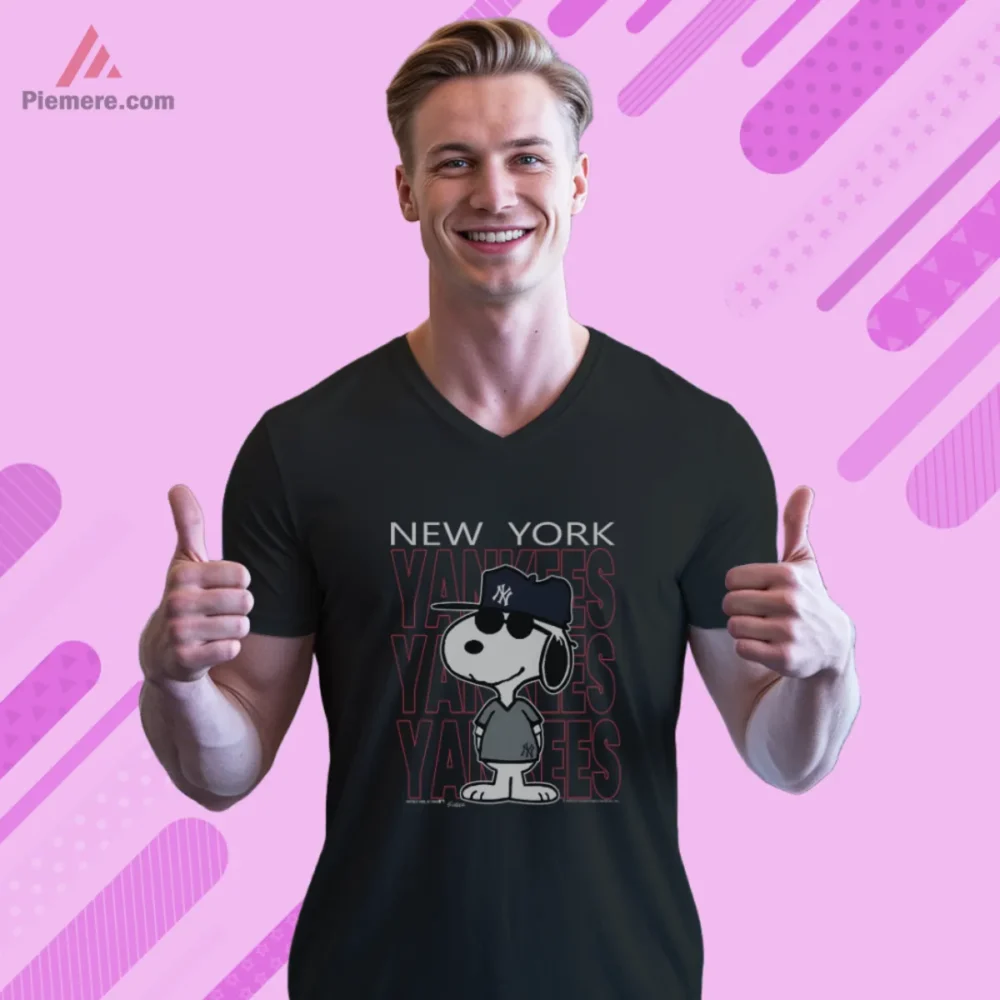 New York Yankees Snoopy Shirt with cool cap and shades on black