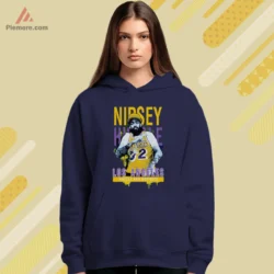 Navy hoodie featuring a Nipsey Hussle Los Angeles Lakers tribute
