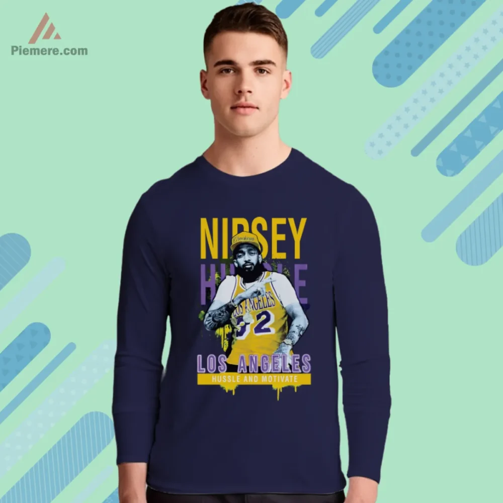 Navy long sleeve Lakers tribute to Nipsey Hussle