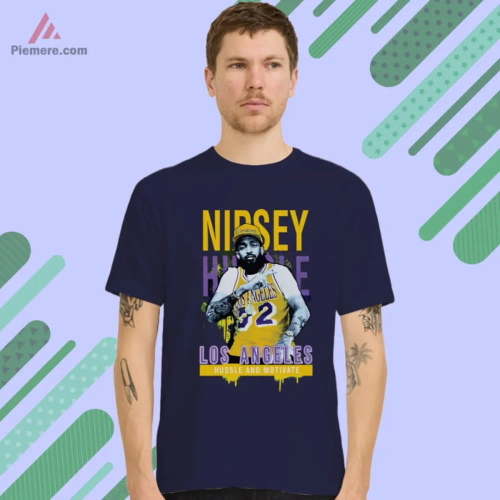 Nipsey Hussle Los Angeles Lakers Tribute Basketball Shirt short sleeve navy