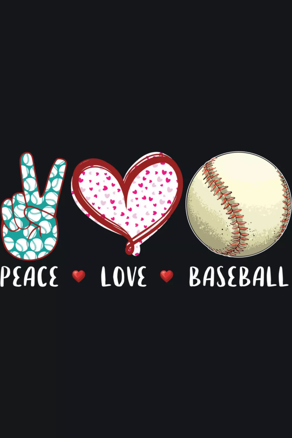 Gift friendly peace love baseball art with simple icons
