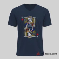 Queen Of Hearts Milwaukee Brewers Playing Card Art Shirt on navy v-neck shirt for men graphic tee