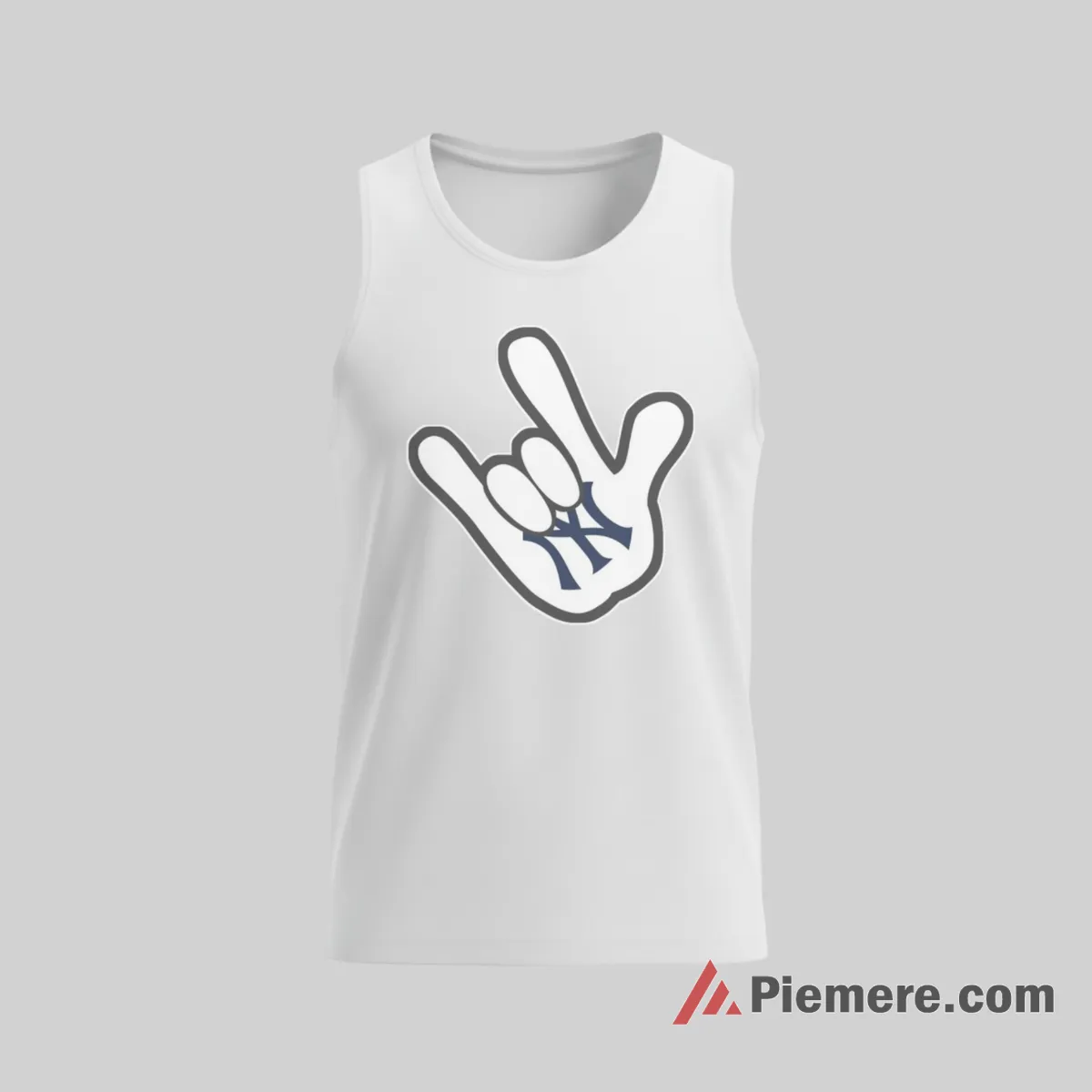 Rock Hand Mickey Yankees Fan Symbol Shirt on white tank top for men graphic tee