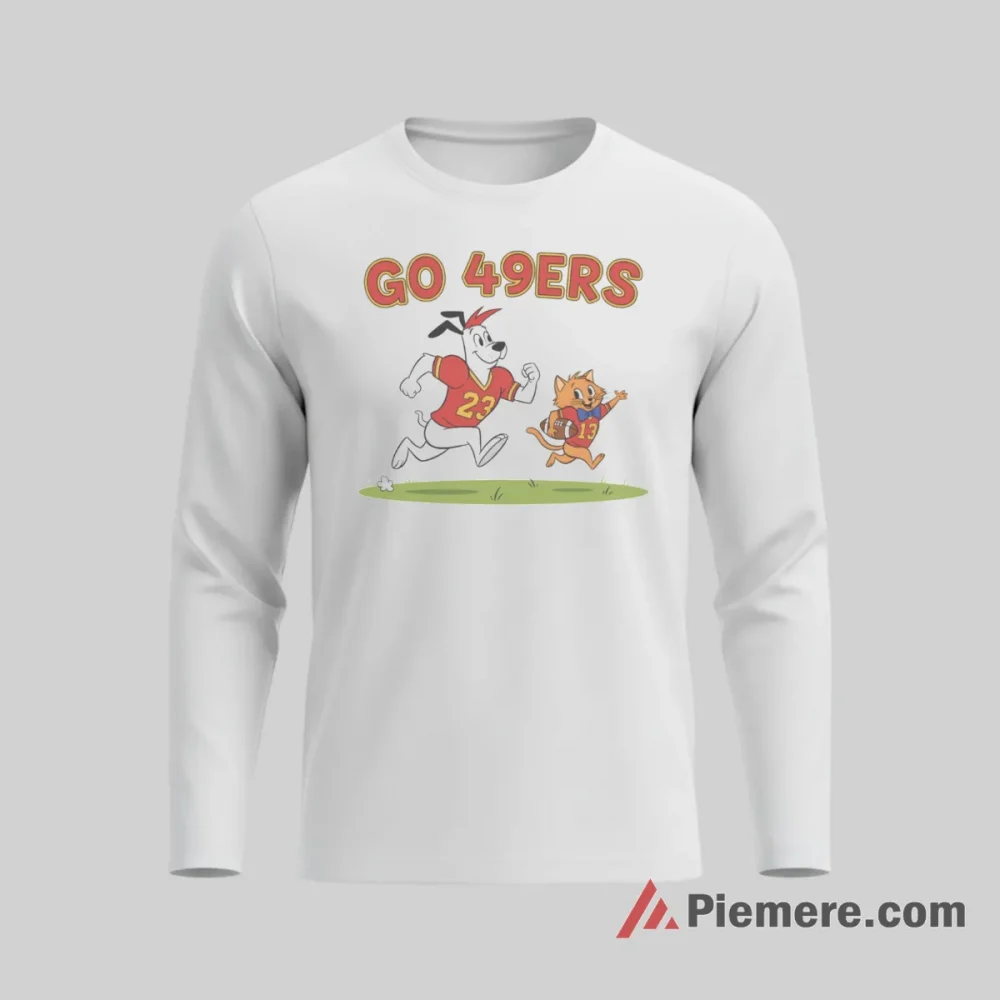Ruff And Reddy Go 49ers Cartoon Football Shirt on white long sleeve shirt for men graphic tee