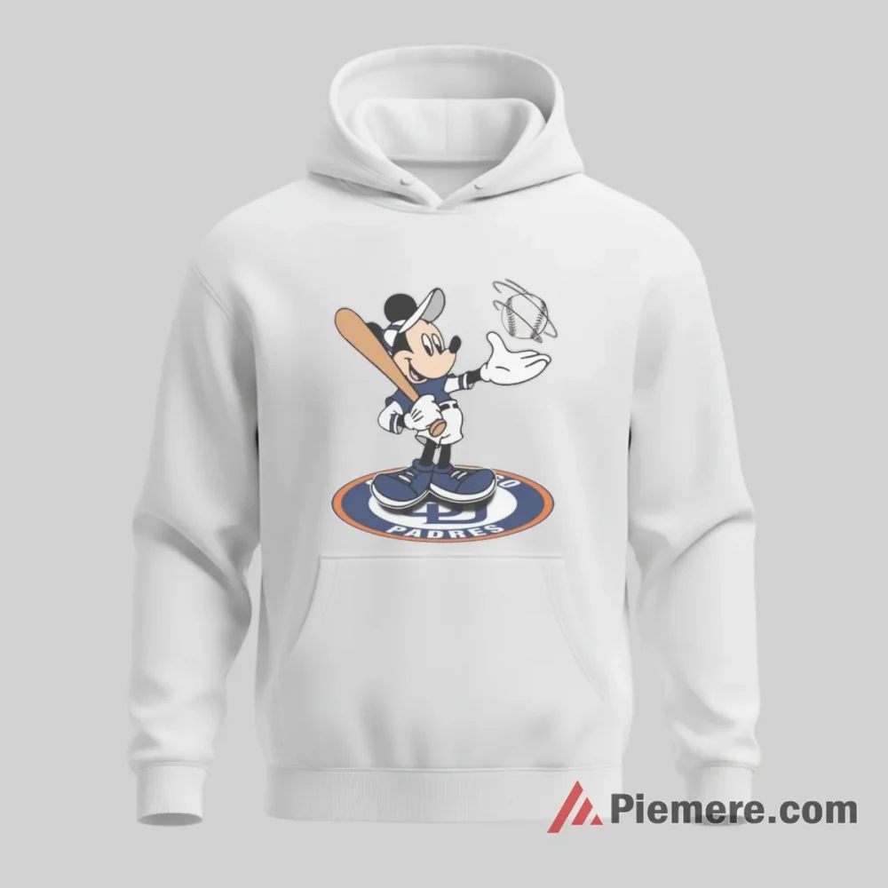 San Diego Padres Cheerful Mickey Baseball Spirit Shirt on white hoodie for men graphic tee