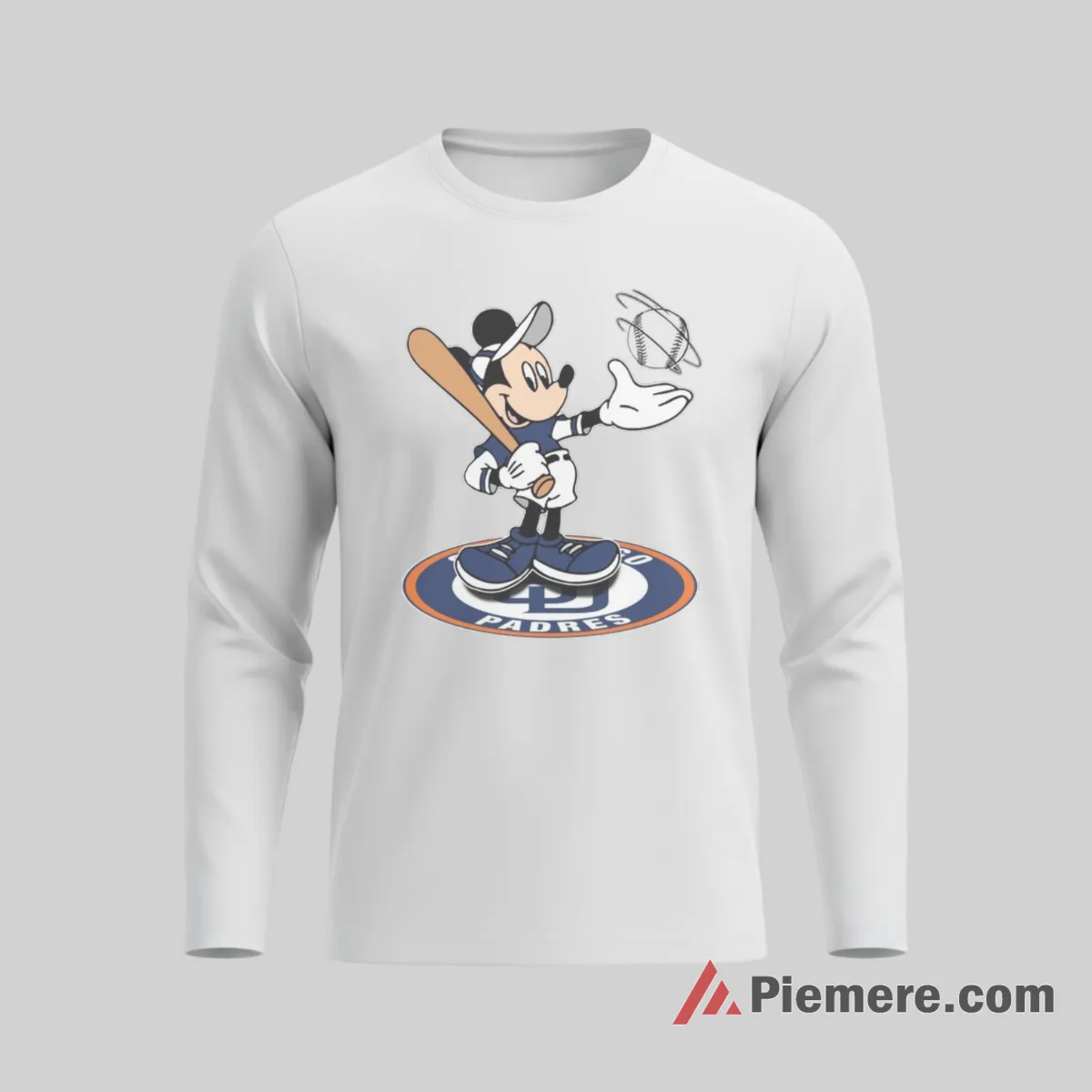 San Diego Padres Cheerful Mickey Baseball Spirit Shirt on white long sleeve shirt for men graphic tee
