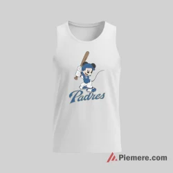 San Diego Padres Happy Mickey Mouse Baseball Fan Shirt on white tank top for men graphic tee