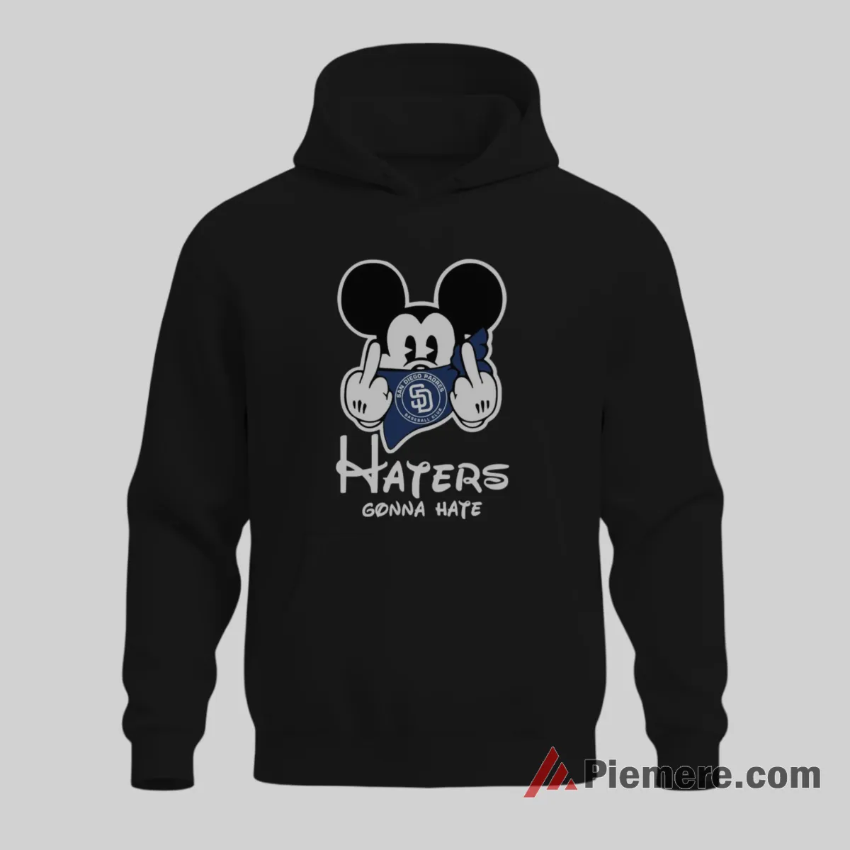 San Diego Padres Mickey Haters Gonna Hate Baseball Shirt on black hoodie for men graphic tee