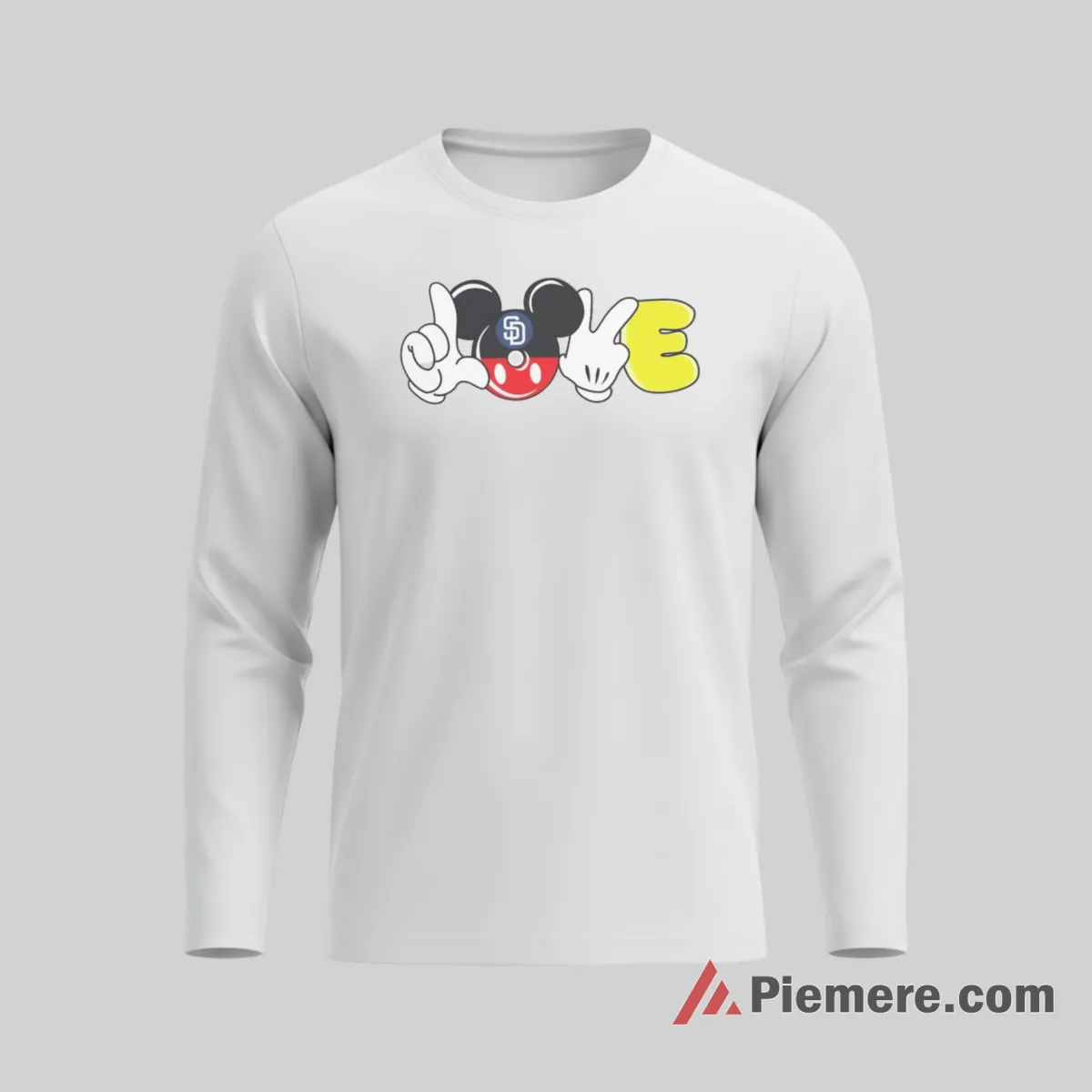 San Diego Padres Mickey Love Gesture Baseball Shirt on white long sleeve shirt for men graphic tee