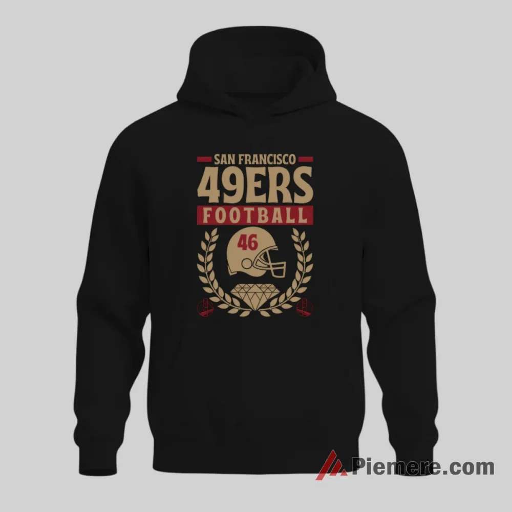 San Francisco 49ers 1946 Classic Football Emblem Shirt on black hoodie for men graphic tee