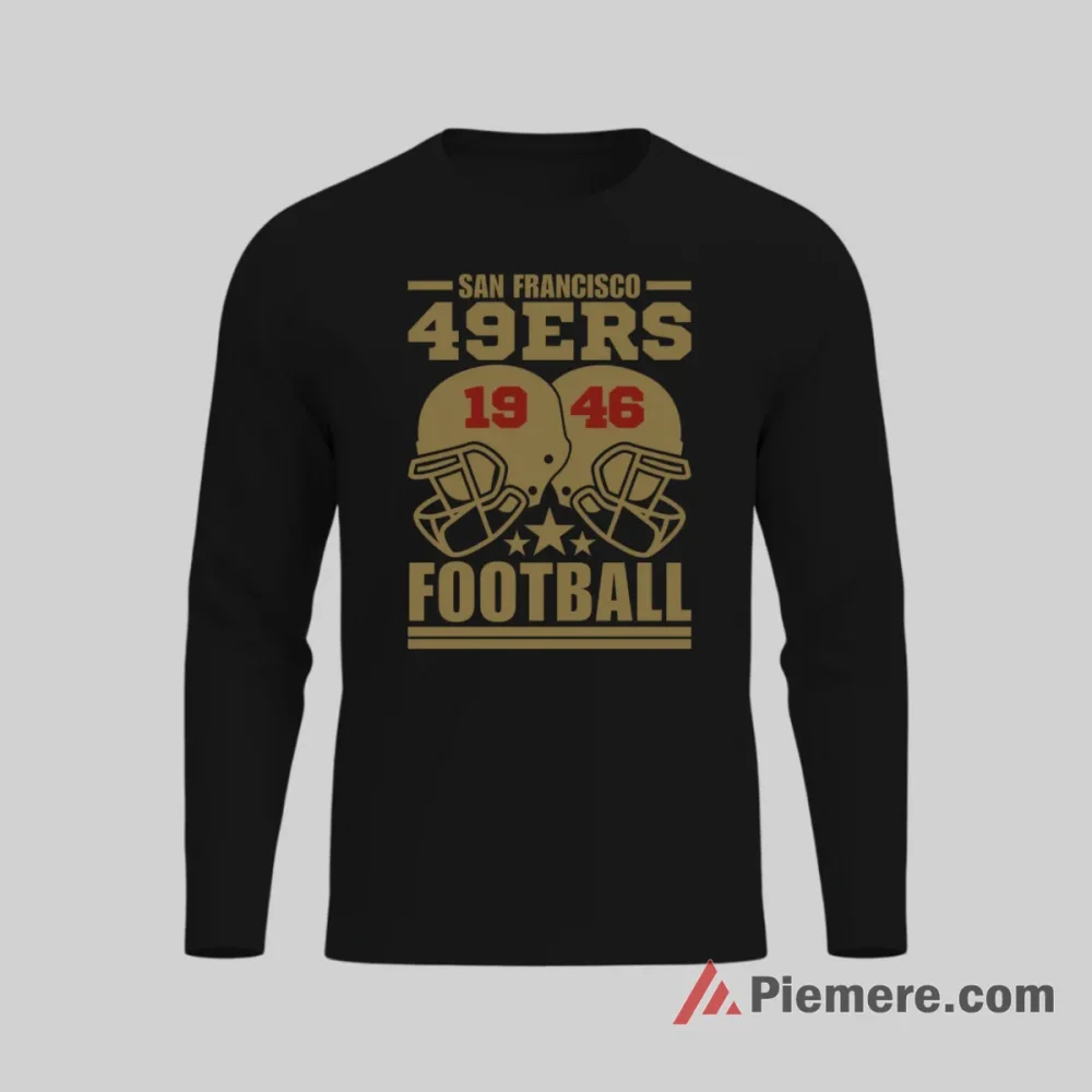 San Francisco 49ers 1946 Retro Football Helmet Shirt on black long sleeve shirt for men graphic tee