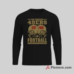 San Francisco 49ers 1946 Retro Football Helmet Shirt on black long sleeve shirt for men graphic tee