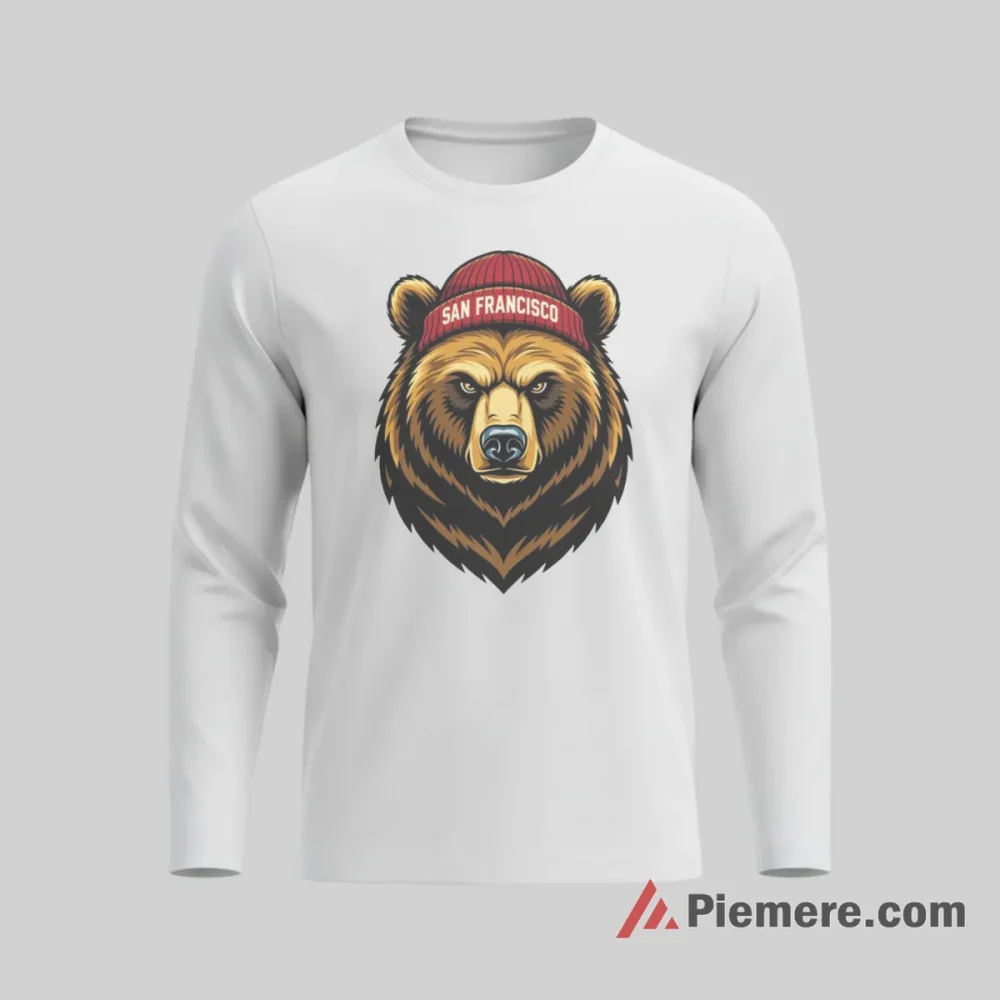 San Francisco 49ers Bear Spirit Animal Mascot Shirt on white long sleeve shirt for men graphic tee