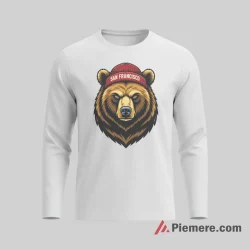 San Francisco 49ers Bear Spirit Animal Mascot Shirt on white long sleeve shirt for men graphic tee