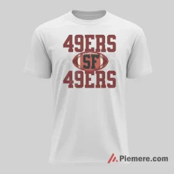 San Francisco 49ers Bold Block Logo Football Shirt on white short sleeve shirt for men graphic tee