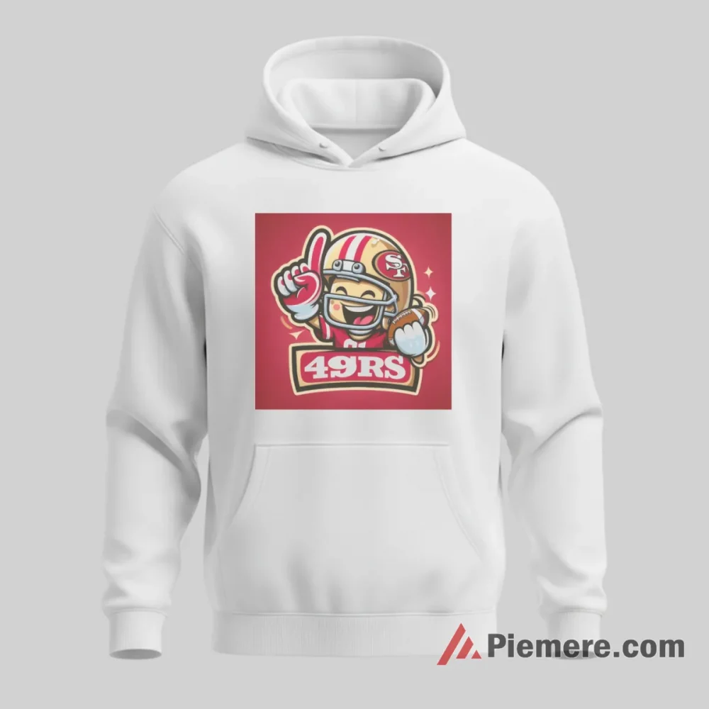 San Francisco 49ers Cartoon Helmet Logo Shirt on white hoodie for men graphic tee