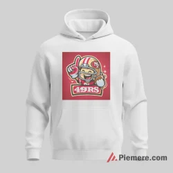 San Francisco 49ers Cartoon Helmet Logo Shirt on white hoodie for men graphic tee