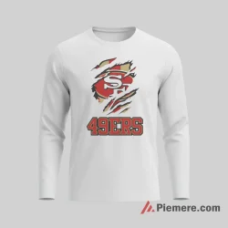 San Francisco 49ers Claw Mark Logo Graphic Shirt on white long sleeve shirt for men graphic tee