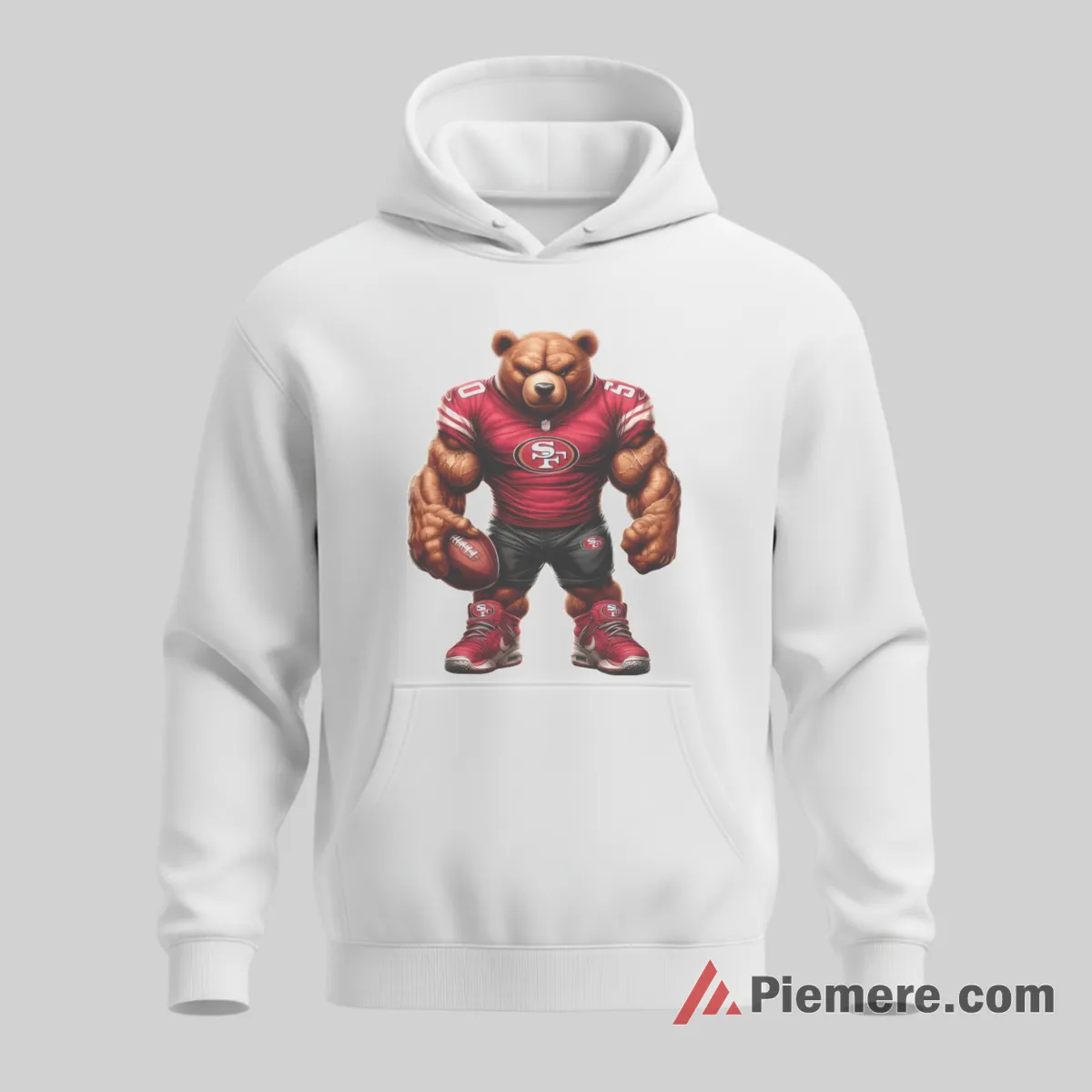 San Francisco 49ers Muscle Bear Football Mascot Shirt on white hoodie for men graphic tee