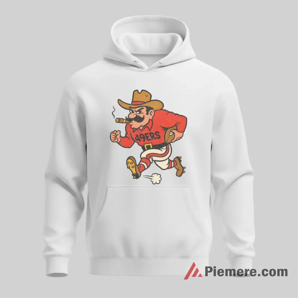 San Francisco 49ers Retro Cowboy Football Shirt on white hoodie for men graphic tee