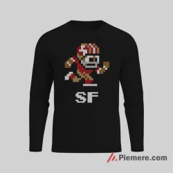 San Francisco 49ers Retro Pixel Football Player Shirt on black long sleeve shirt for men graphic tee