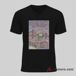 San Francisco 49ers Super Bowl City Retro Shirt on black v-neck shirt for men graphic tee