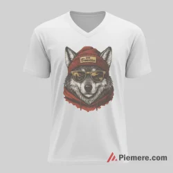 San Francisco 49ers Urban Wolf Fan Art Shirt on white v-neck shirt for men graphic tee