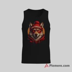 San Francisco 49ers Urban Wolf Portrait Shirt on black tank top for men graphic tee