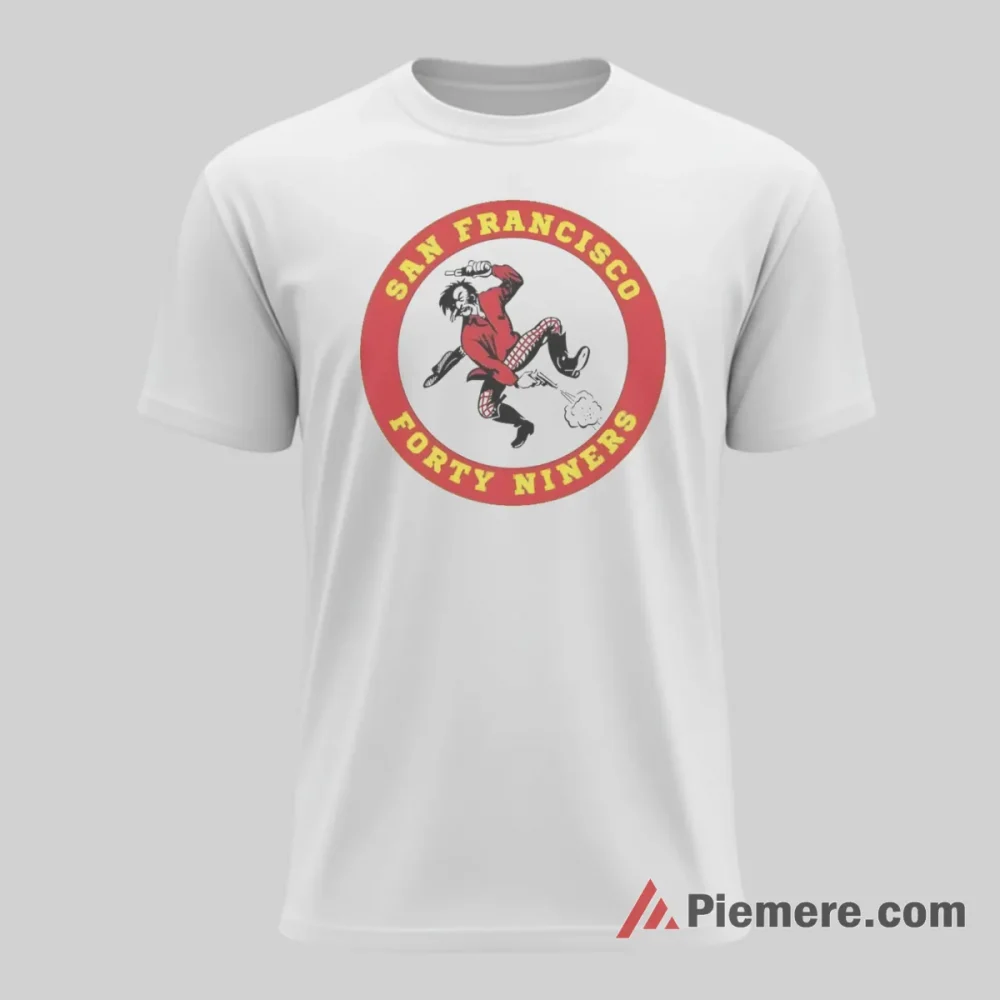 San Francisco 49ers Vintage Circle Logo Football Shirt on white short sleeve shirt for men graphic tee