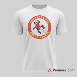 San Francisco 49ers Vintage Circle Logo Football Shirt on white short sleeve shirt for men graphic tee