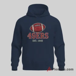 San Francisco 49ers Vintage Established 1946 Shirt on navy hoodie for men graphic tee