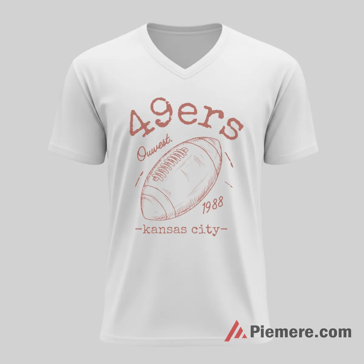 San Francisco 49ers Vintage Football Graphic Shirt on white v-neck shirt for men graphic tee
