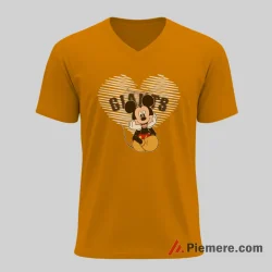 San Francisco Giants Heart Shape Mickey Mouse Baseball Shirt on orange v-neck shirt for men graphic tee