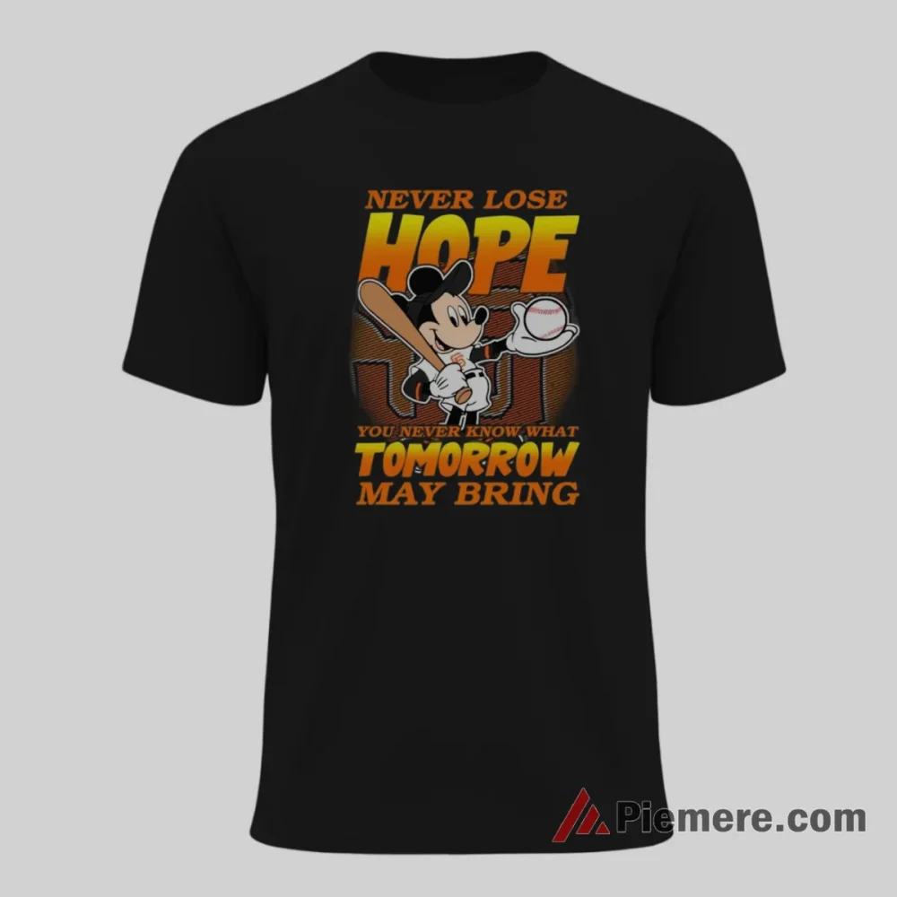 San Francisco Giants Never Lose Hope Mickey Mouse Shirt on black short sleeve shirt for men graphic tee