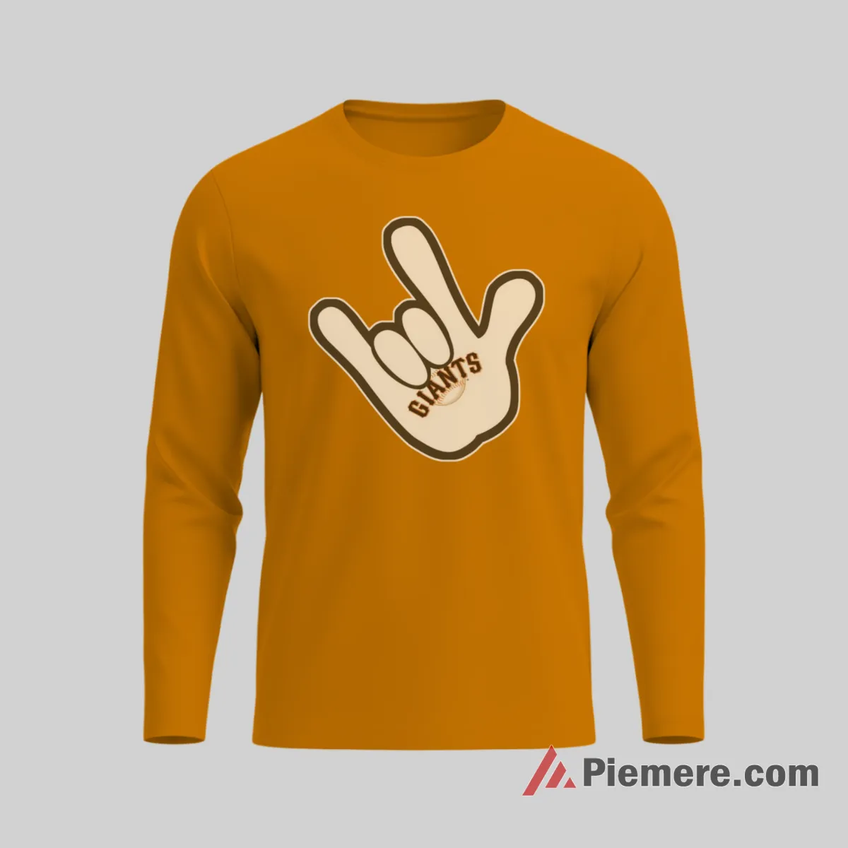 San Francisco Giants Rock Hand Mickey Mouse Baseball Shirt on orange long sleeve shirt for men graphic tee