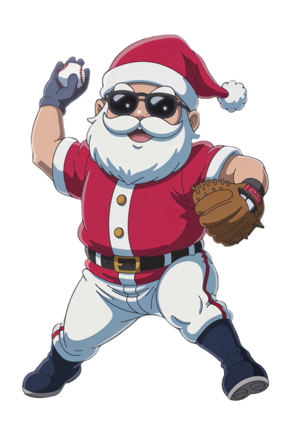 Santa in front of a shield frame with paint drips that feel like fresh graffiti