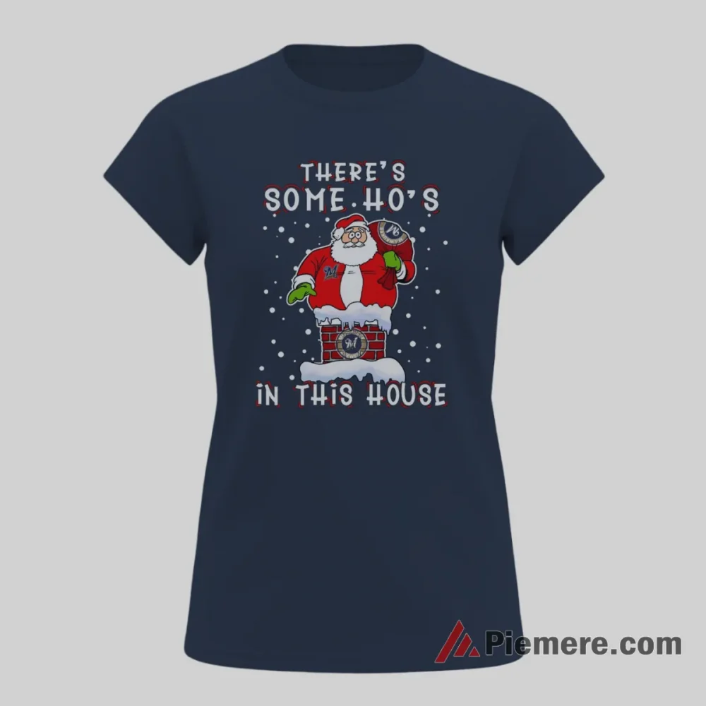 Santa Stuck In Chimney Milwaukee Brewers Funny Christmas Shirt on navy short sleeve shirt for women graphic tee