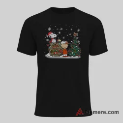 Snoopy Charlie Brown Baltimore Orioles Christmas Shirt on black short sleeve shirt for men graphic tee