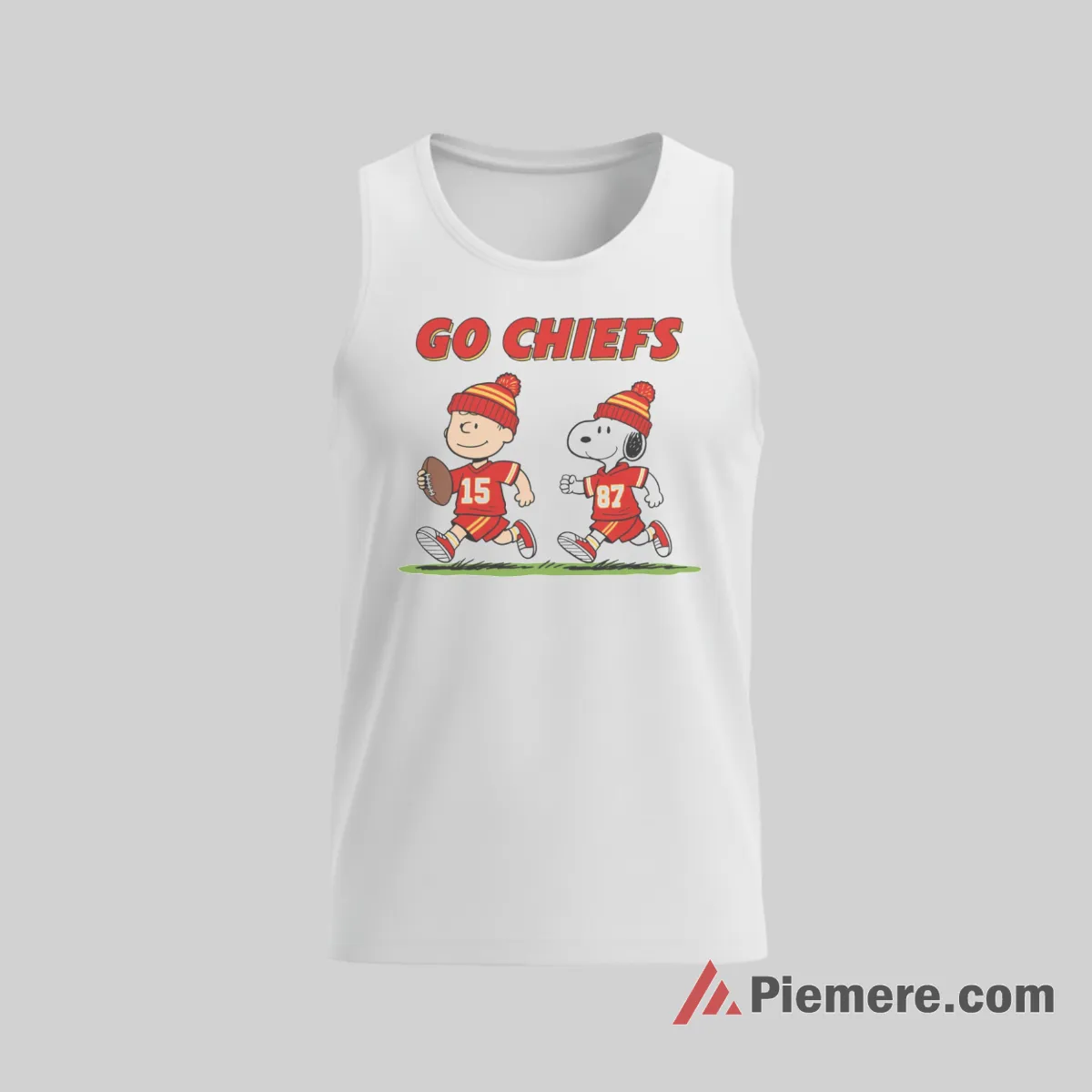 Snoopy Charlie Brown Kansas City Chiefs Go Chiefs Duo Tank Top White Snoopy Charlie Brown Kansas City Chiefs Go Chiefs Duo Shirt on white tank top for men graphic tee